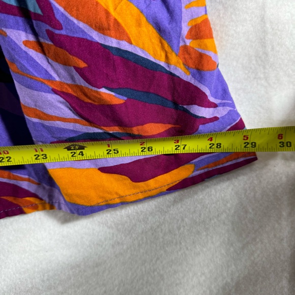 Vibrant Purple and Orange Women's Top abstract feather colorful ruffle stretch - Picture 12 of 14